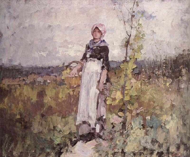 French peasant Woman in the Vineyard, Nicolae Grigorescu